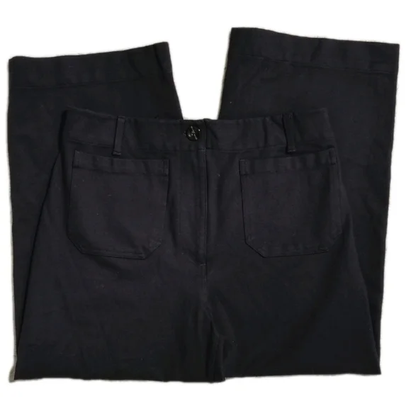 Quince $120 Ultra-Stretch Ponte Cropped Wide Leg Pants Navy Women 14 Minimalist - Picture 5 of 10